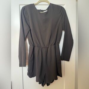 Love Sadie Black Romper scolloped hem